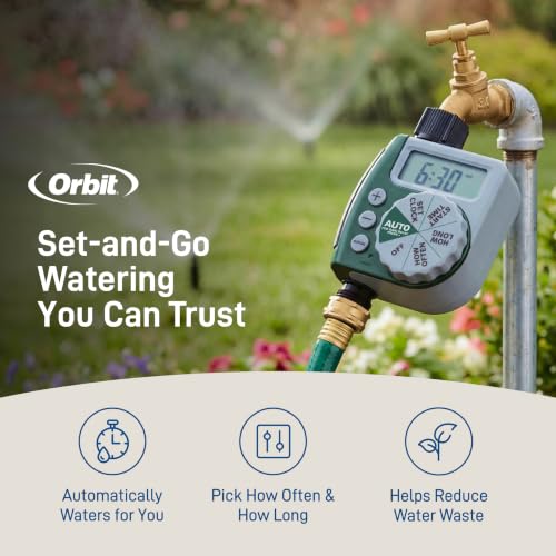 Orbit Programmable Digital Hose Watering Timer - 1 Outlet, Rain Delay, LCD Screen