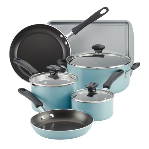 Farberware Cookstart 15-Piece Aluminum DiamondMax Nonstick Cookware Set - Aqua