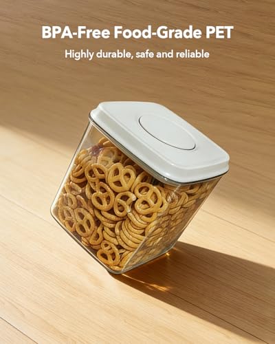 Airtight Food Storage Containers Set with One-Touch Lid - 2.8QT, 2 Pack, Stackable, BPA-Free PET