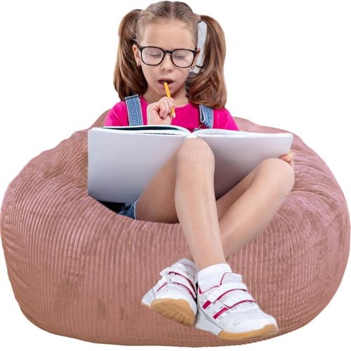 Kisoy Dusty Pink Faux Rabbit Fur Bean Bag Chair - 2.5ft Kids & Teen Fluffy Sofa