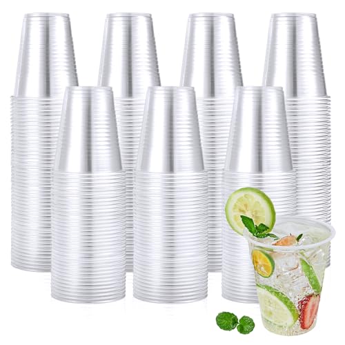 12oz Disposable Plastic Cups Bulk Pack of 480 - Clear Hot & Cold Drink Containers
