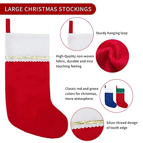12 Pack Felt Christmas Stockings, 19 Inches Red and White Stockings