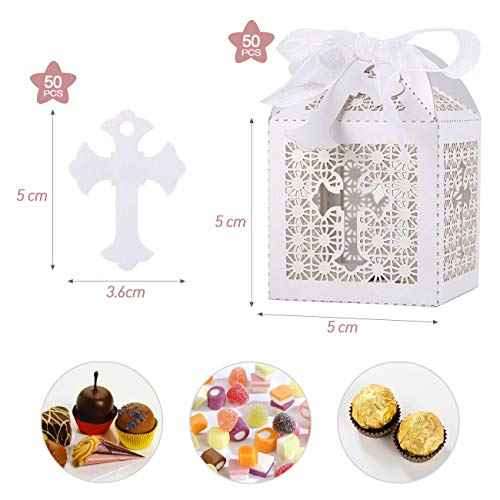 LEMESO Favor Boxes, 2x2x2in Small Gift Boxes for Presents, Party Wedding Favors Boxes with Ribbon, Mini Candy Boxes for Event Bridal Shower Anniversary Birthday Christmas