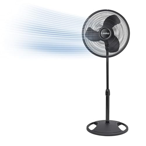 Black 16-Inch Oscillating Pedestal Fan - Adjustable Height & Quiet Operation