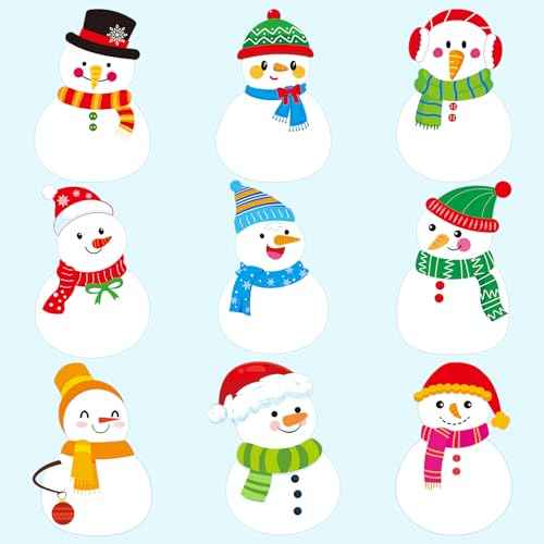 45 Pcs Snowmen Cutouts for Bulletin Board - Winter Classroom Christmas Party Decoration