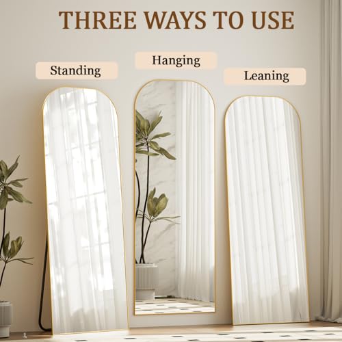 Gold Full Length Mirror 56x21 Inch Standing Floor Mirror with Stand & Tilt