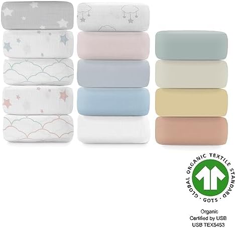 Newton Baby Fitted Crib Sheet - Ultra Breathable Organic Cotton, Soft & Comfortable | 2-Pack, Plain White