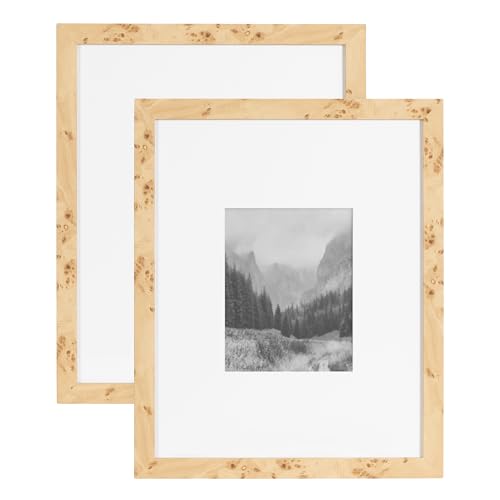 Faux Burlwood Picture Frame Set - 16x20 & 8x10 Wall Decor for Gallery Wall