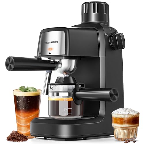KEENSTAR 3.5 Bar Compact Espresso Machine - Black, 800W, 4-Cup