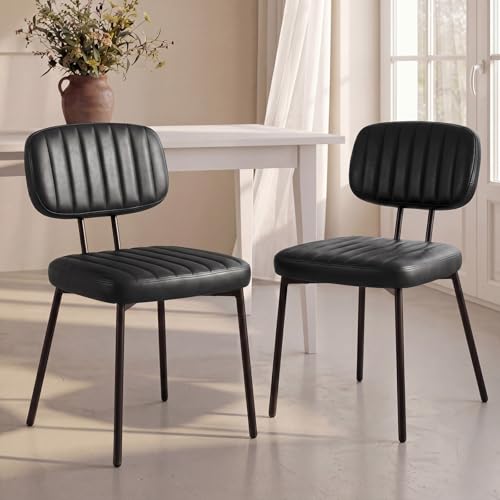 Mid Century Modern Black Dining Chairs Set of 2 - Durable & Stylish Kitchen Seating