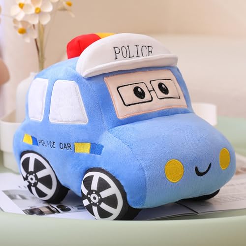 Bus Plush Toy car Plush Simulation School Bus Cute Cartoon Pillow Stuffed Van car Cushion Plush car Gift Cushion Children's Birthday Party Gift (11X7X6Inch) (Police car)