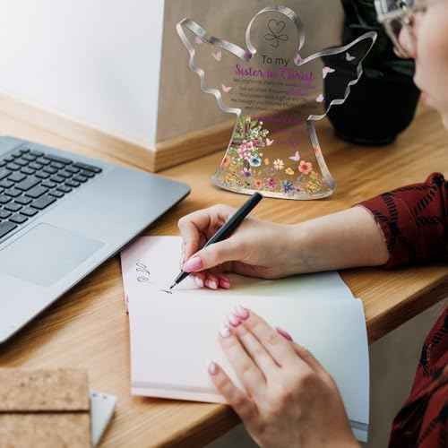 Gerrii Christian Gifts for Women Inspirational Religious Gifts for Her Bible Verse Desk Decor Spiritual Acrylic Plaque Decorative Sign for Birthday Christmas Mom Sister Friend (Sister in Christian)