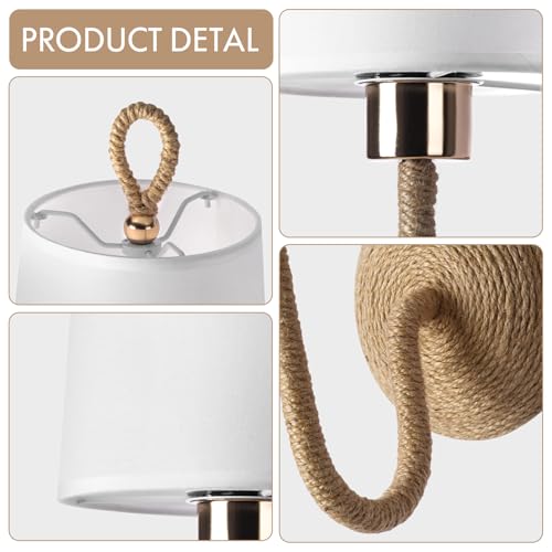 Set of 2 Battery-Operated Boho Wall Sconce Lamps with Remote – Rechargeable LED Rattan Lights for Bedroom & Living Room