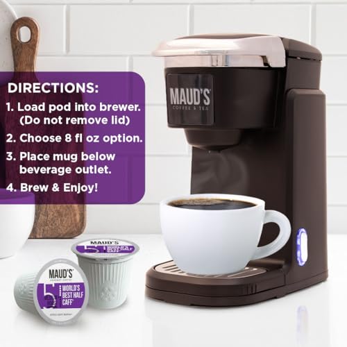 Maud's Half Caff Medium Roast Coffee Pods - 100 Count, Low Acid Blend