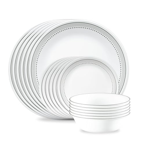 Corelle Mystic Gray 18-Piece Dinnerware Set for 6 - Chip Resistant Glass