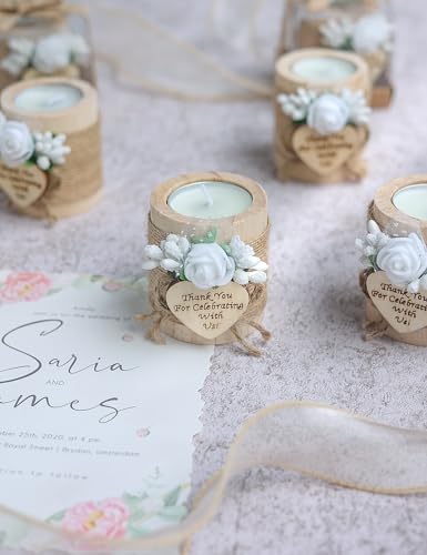 Light Brown 50 Pcs Wooden Tealight Candle Holders Wedding Party Favors