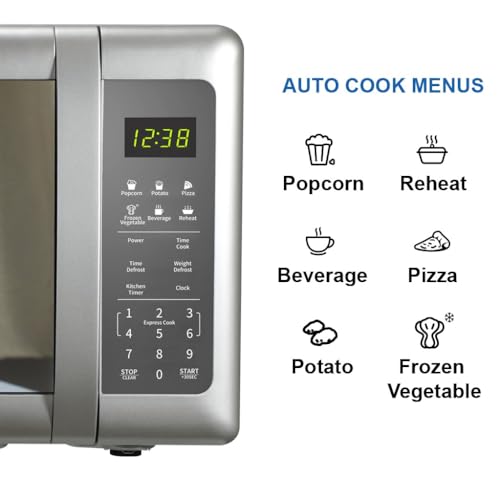 Emerson Microwave Oven 0.7 Cu Ft - 700W with Mirror Finish, Silver, Model MW7601SL