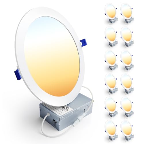Ensenior 12 Pack 8 Inch LED Recessed Ceiling Light, 5CCT, 1600LM 18W