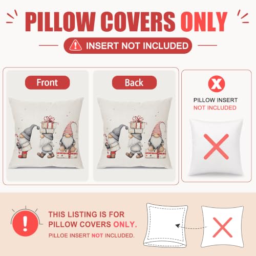DAPTSY 20x20 Christmas Pillow Covers Set of 2 Gnome Whimsical Nordic Decor