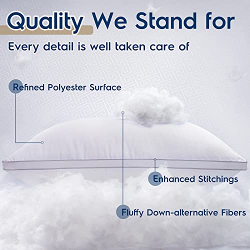 King Size Firm Support Pillow Set of 2 - White, Microfiber, Hypoallergenic