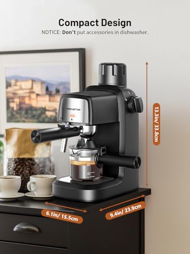 KEENSTAR 3.5 Bar Compact Espresso Machine - Black, 800W, 4-Cup