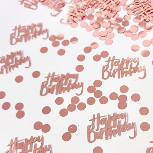 Rose Gold Birthday Confetti for Table Decor,270 PCS Glitter Happy Birthday Decorations for Party Supplies,Table Confetti