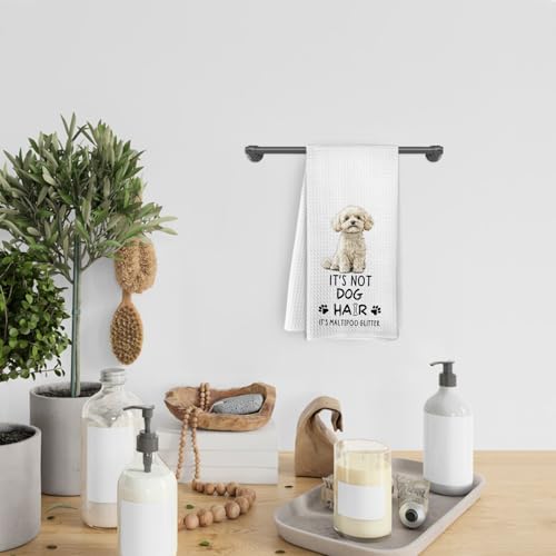 Maltipoo Maltipoo Themed Funny Kitchen Towel - It's Not Dog Hair It's Maltipoo Glitter 16x24 Handmade Gift