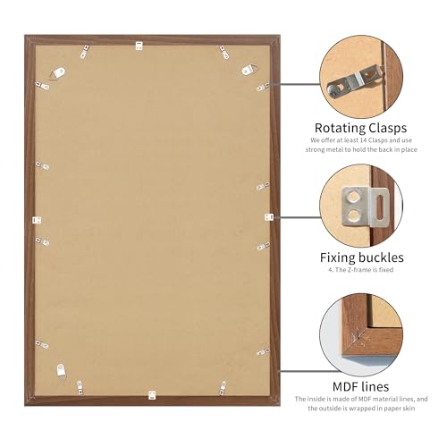 YESKAY 20x30 Brown Picture Frame Set of 3 - Wall Display for Photos and Posters