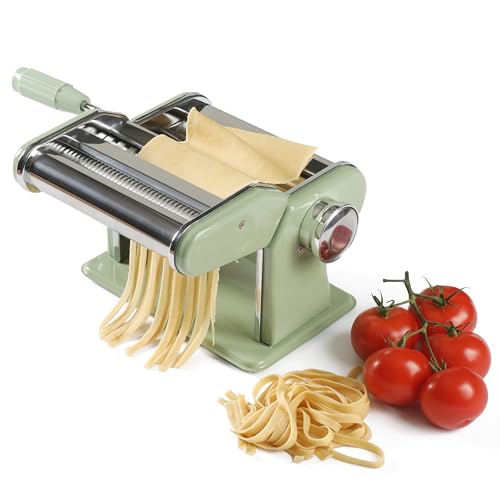 Manual Pasta Maker Machine with Rollers & Cutters for Spaghetti & Fettuccini