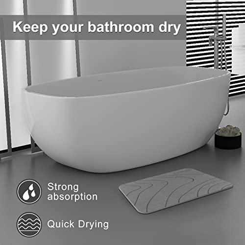 JUERLEN 2 Pack Diatomaceous Earth Shower Mats Grey 24x16 Inch NonSlip Fast-Drying