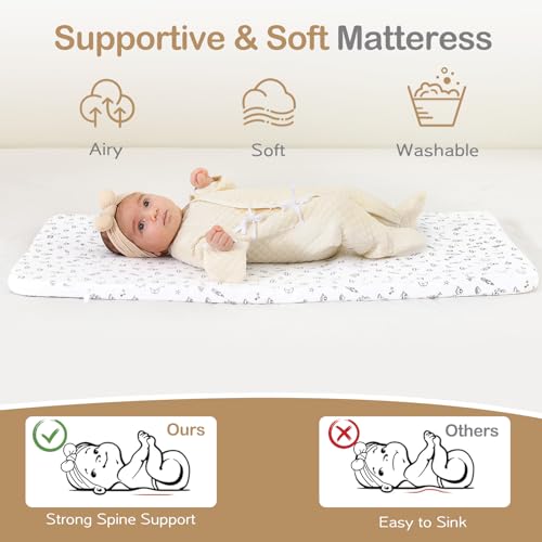OHFLY Dark Grey 4-in-1 Portable Baby Bassinet with Waterproof Mattress & Locking Wheels