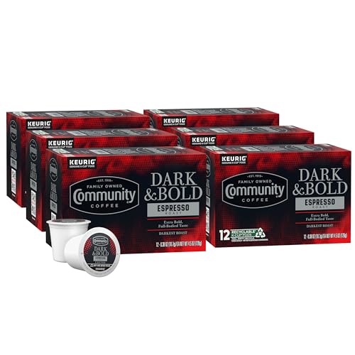 Dark & Bold Espresso Roast Coffee Pods - 12 Count Pack of 6, Compatible with Keurig 2.0