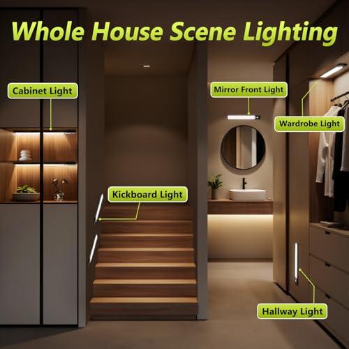 Wireless Under Cabinet Lights 6-Pack 10 Inch with Digital Battery Display