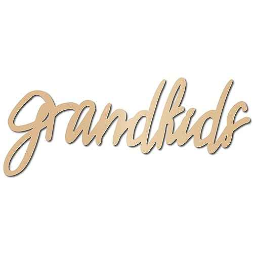 CREATCABIN Grandkids Laser Cut Wood Letter Sign Wall Decor Cutouts Unfinished Wooden Signs Wall Art Basswood Hanging Sculpture Decoration for Painting Crafts DIY Home Bedroom Decor Gift 11.8x4.7Inch