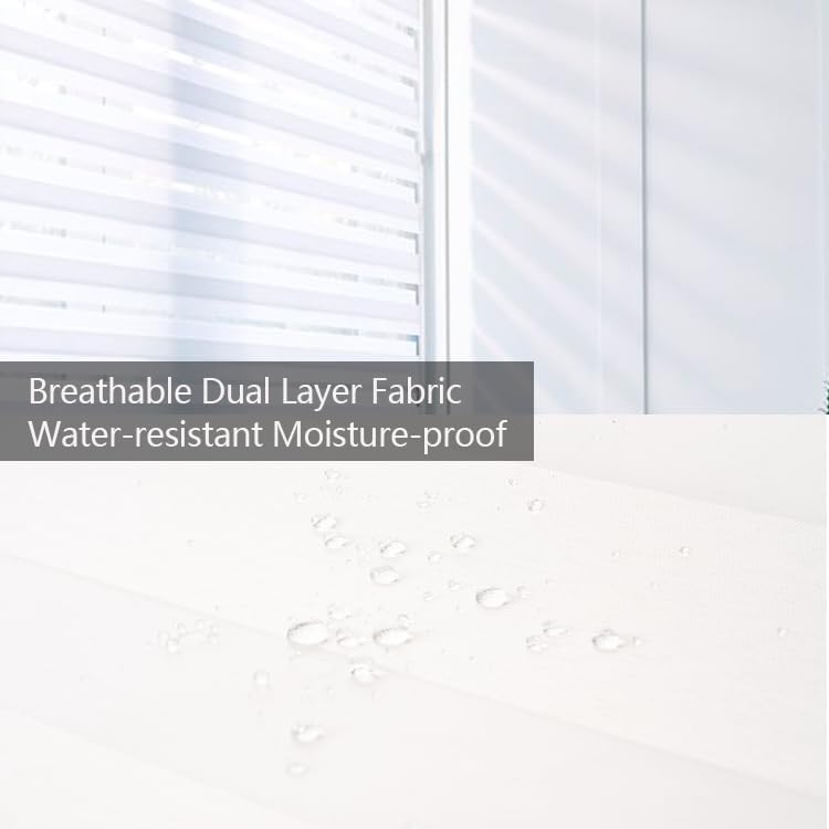 Zebra Blinds for Windows 43 x 72 inches, White Dual Layer Sheer Roller Shades Light Control Day and Night Privacy for Home Office