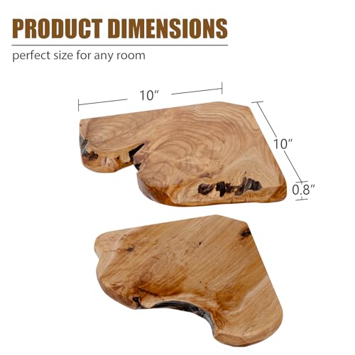 Live Edge Cedar Corner Shelves Set of 2 - Floating Wall Storage for Home & Office