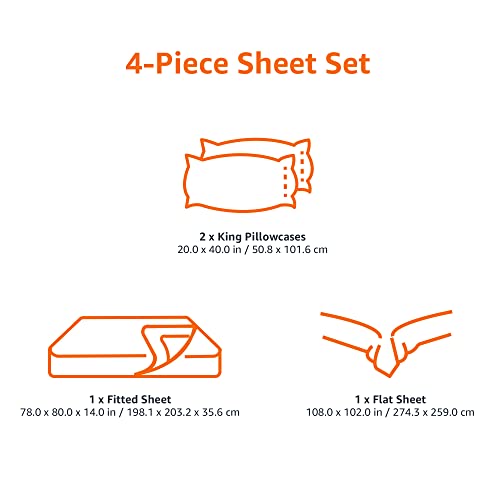 Amazon Basics King Cotton Jersey Bed Sheets Set - Dark Gray, Breathable & Stretchy