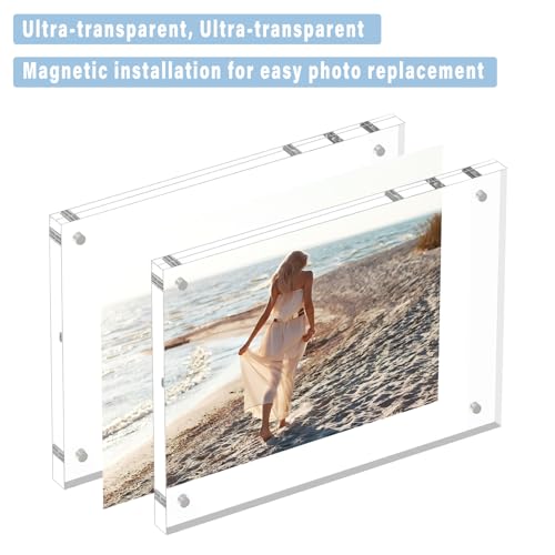 HELPLEX 8.5x11 Acrylic Picture Frames 5 Pack Frameless Double-Sided Magnetic Display, 24mm Thickness