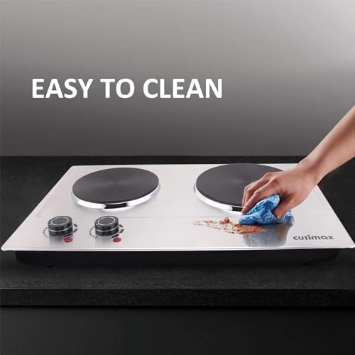CUSIMAX 1800W Double Hot Plate, Stainless Steel Silver Countertop