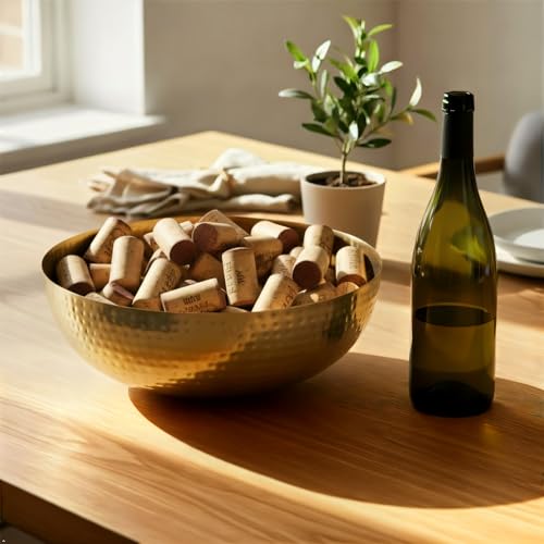 Creative Co-Op Round Hammered Metal Serving and Mixing Bowl, Gold