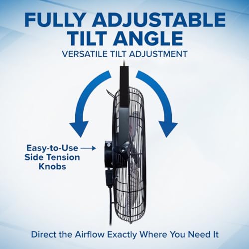 18 Inch Wall Mount Fan - High Velocity Metal Fan with 3 Speeds & 360° Tilt