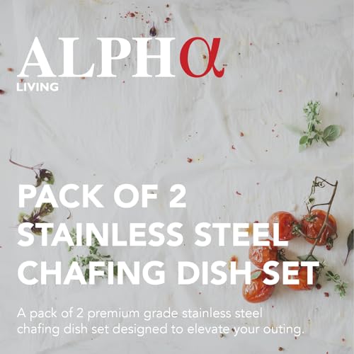 Alpha Living 8QT Chafing Dish Set 2 Pack - Alpine Gray Handles, Stainless Steel