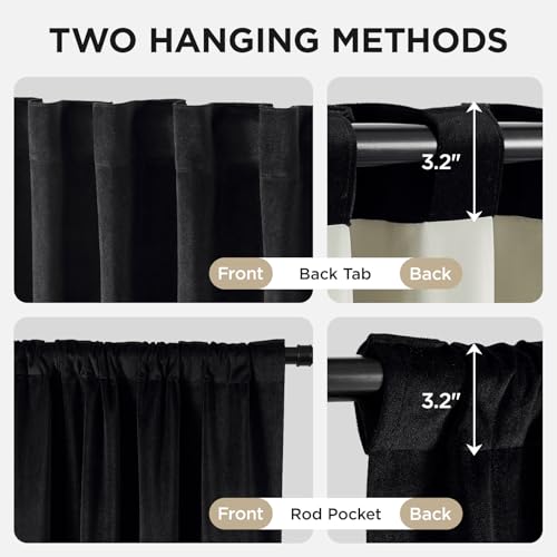 Joydeco Blackout Velvet Curtains 52W x 84L - Pack of 2, Heavy Duty Insulated Drapes for Bedroom & Living Room, Thermal & Light Blocking
