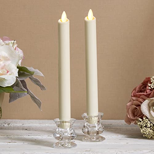 Luminara Ivory White Set of 2 Moving Flame LED Taper Candles Flameless