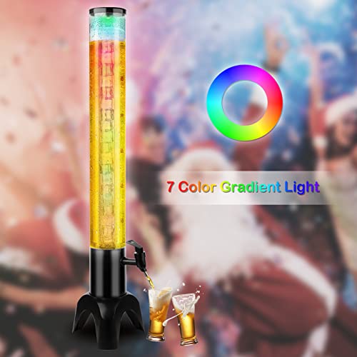 3L Beer Giraffe Tower Dispenser with Ice Tube, LED Light & Brush - 2 Pack