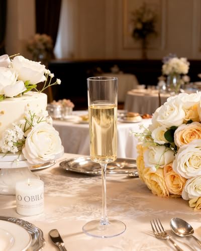 Ciaell 36 Pack 6oz Clear Plastic Champagne Flutes for Weddings & Parties