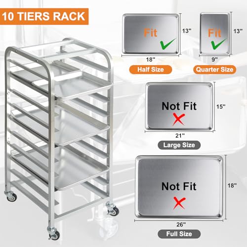 Lopeztek 10-Tier Sheet Pan Rack with Wheels for Home Kitchen Baking & Cooling - Variation: Rack