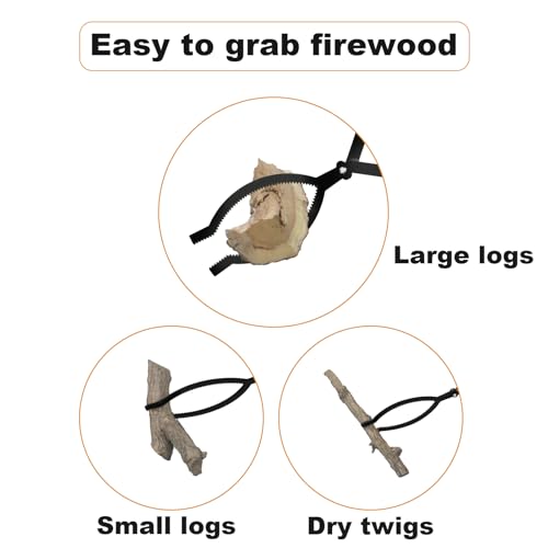 42-Inch Heavy-Duty Firewood Tongs - Black Portable Fire Pit Grabber
