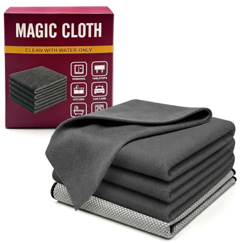 Witpiny 5-Pack Reusable Microfiber Cleaning Cloths for Windows, Mirrors, Stainless Steel, Car, Kitchen