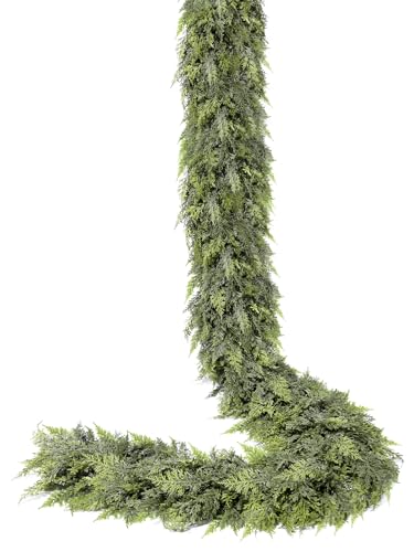 TURNMEON 9FT Extra Thick & Lush Real Touch Cedar Garland Christmas Garland, A1 Variation